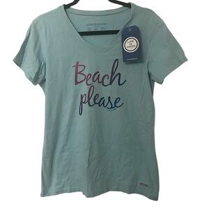 NWT Life Is Good Women's Blue 'Beach Please' Tee T-Shirt M